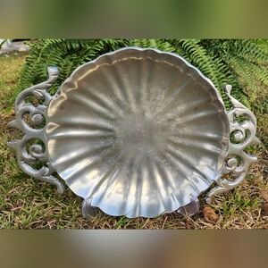 LARGE PEWTER SERVING OR FRUIT BOWL WITH HANDLES